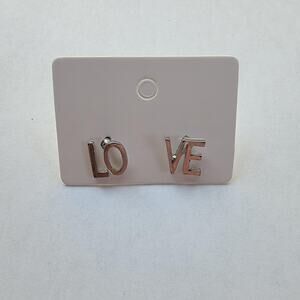 Silver LOVE Stud Earrings Letter Word Butterfly Back Romantic Fashion Jewelry